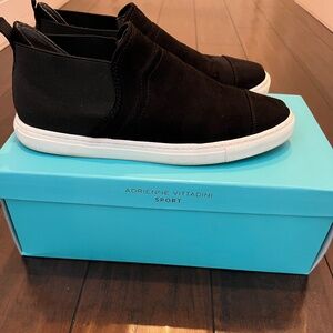 Adrienne Vittadini Black Suede Sneakers